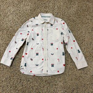 Boden Christmas Holiday Needlepoint Cross Stitch Embroidered Button Down Shirt